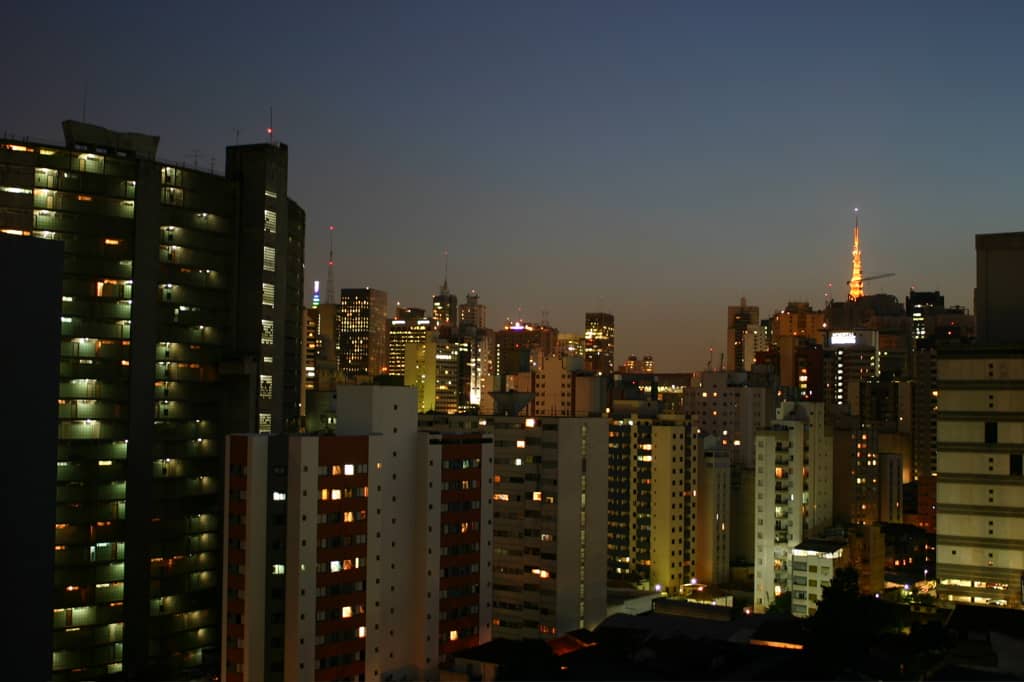 Skyline de São Paulo, cidade situada no Planalto Atlântico